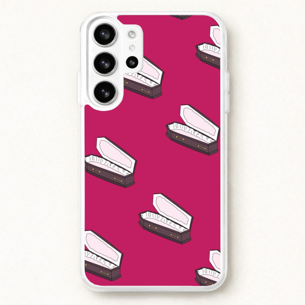 Bright Pink Coffin Pattern Phone Case for Galaxy S26 Ultra