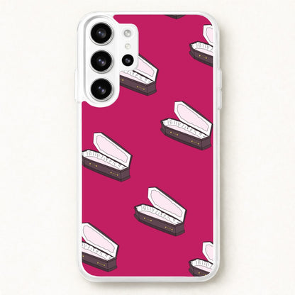 Bright Pink Coffin Pattern Phone Case for Galaxy S26 Ultra