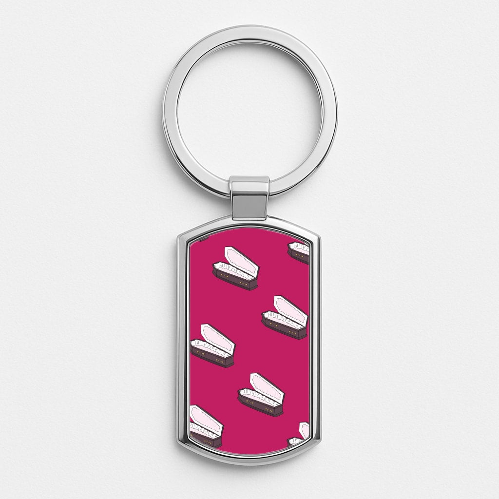 Bright Pink Coffin Pattern Luxury Keyring