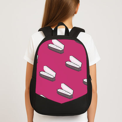 Bright Pink Coffin Pattern Large School Bag