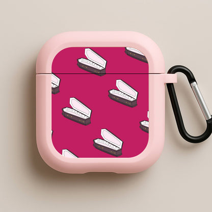 Bright Pink Coffin Pattern Pink AirPods Case