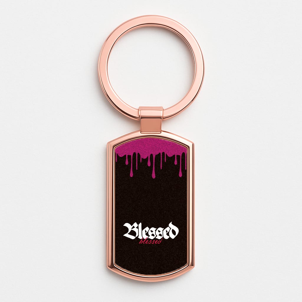 Glitter Blessed Rose Gold Keyring