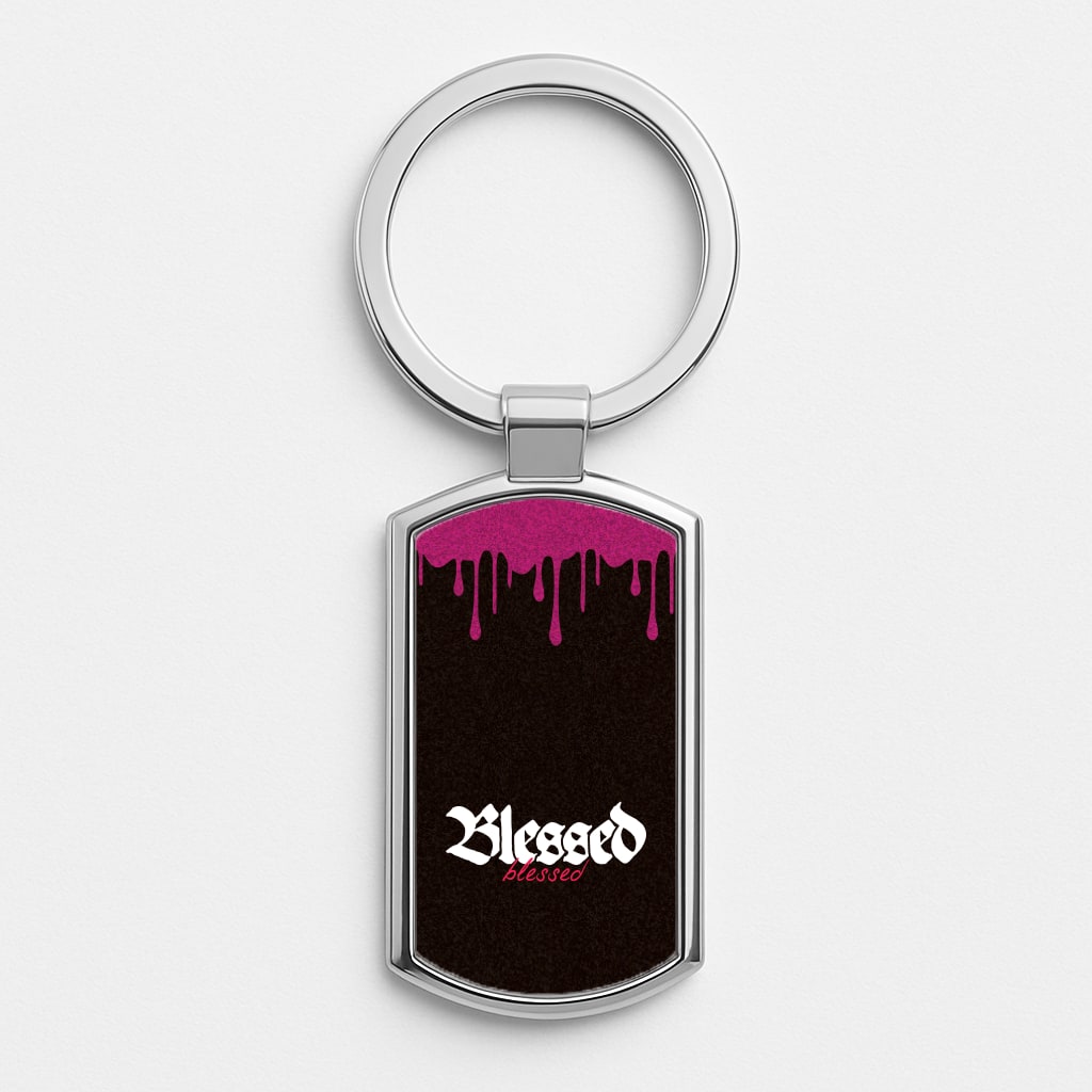 Glitter Blessed Silver Keyring