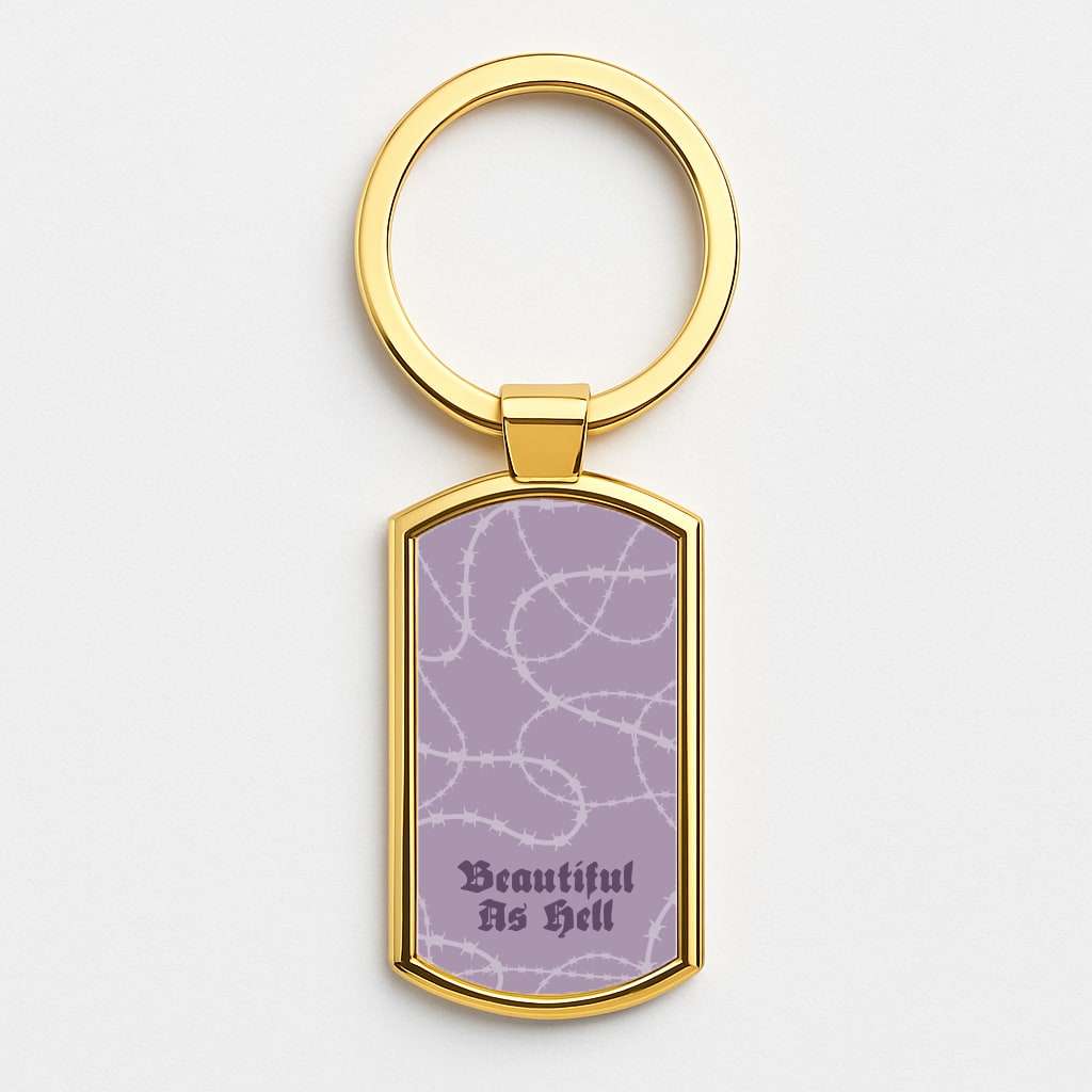 Beautiful As Hell Pattern Gold Keyring