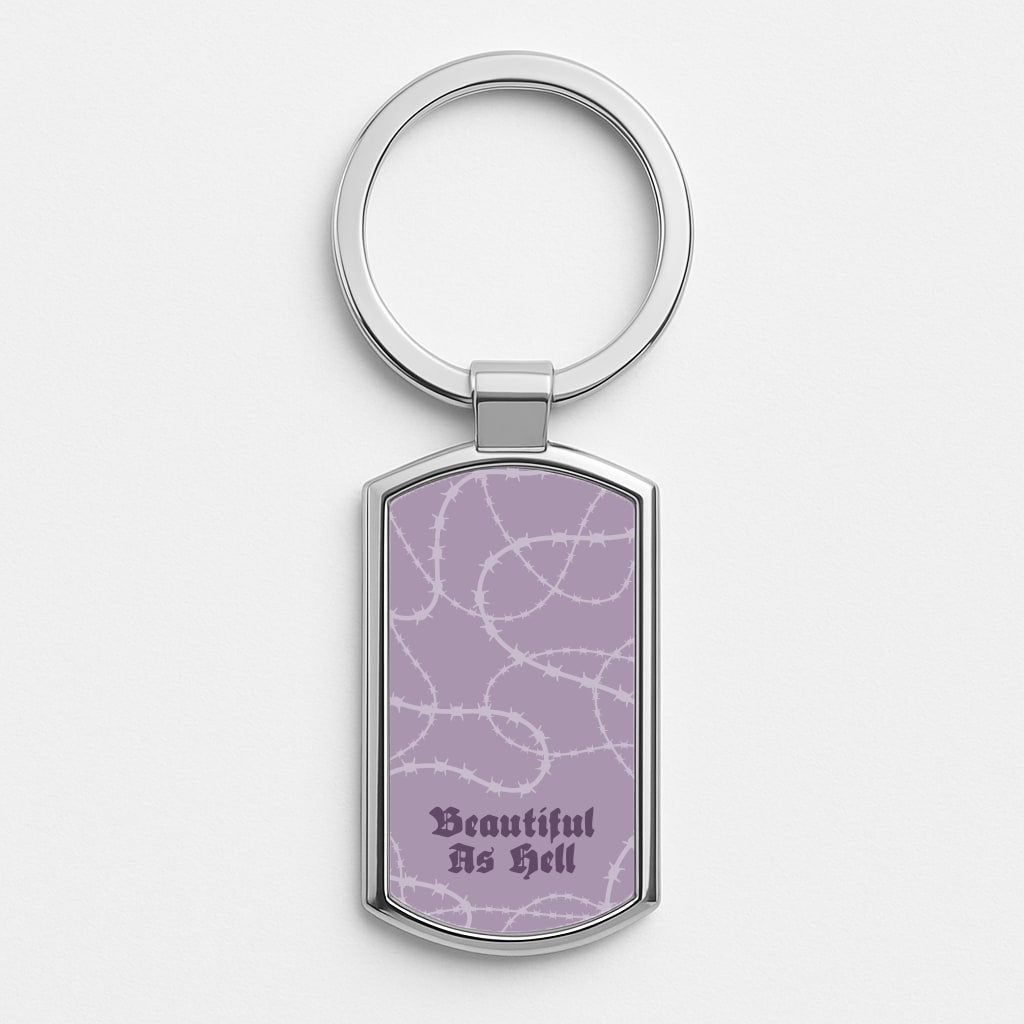 Beautiful As Hell Pattern Silver Keyring