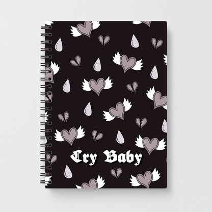 Cry Baby Monochrome Hearts Pattern Notebook