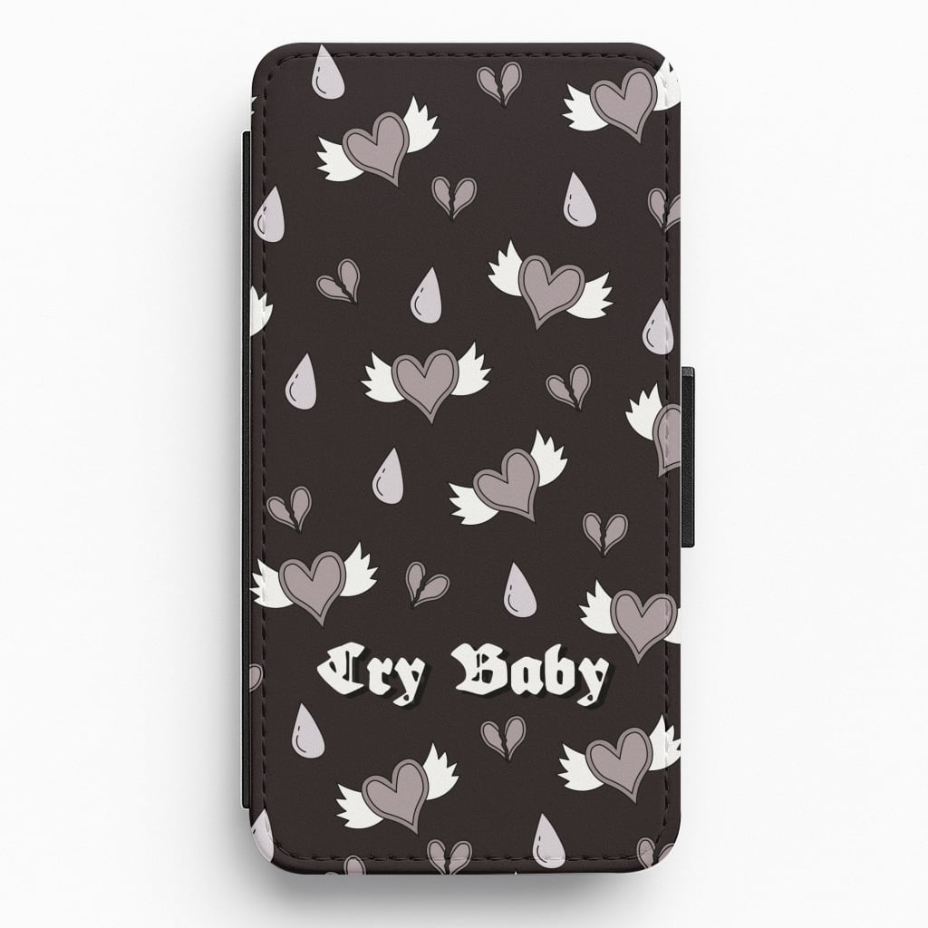 Cry Baby Monochrome Hearts Pattern Flip / Wallet Phone Case