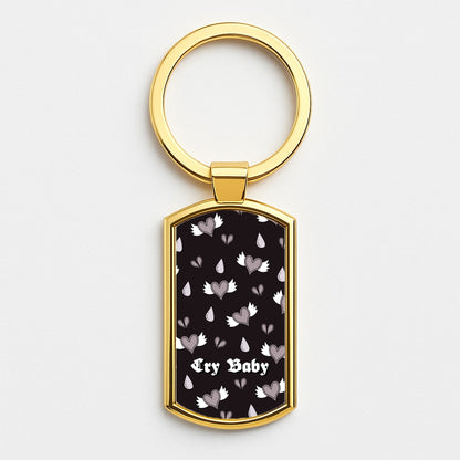Cry Baby Monochrome Hearts Pattern Gold Keyring