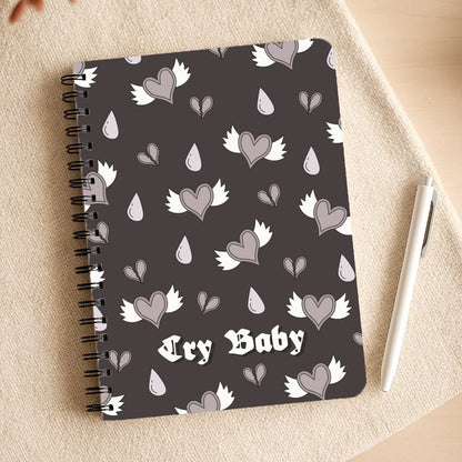 Cry Baby Monochrome Hearts Pattern Notepad