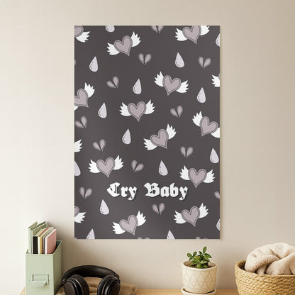 Cry Baby Monochrome Hearts Pattern Poster