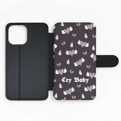 Cry Baby Monochrome Hearts Pattern Flip Phone Case