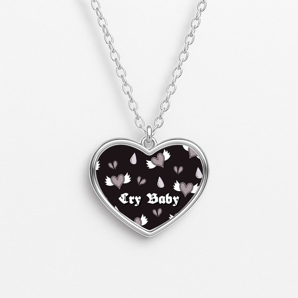 Cry Baby Monochrome Hearts Pattern Necklace