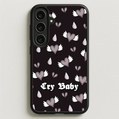 Cry Baby Monochrome Hearts Pattern Phone Case for Galaxy S25FE