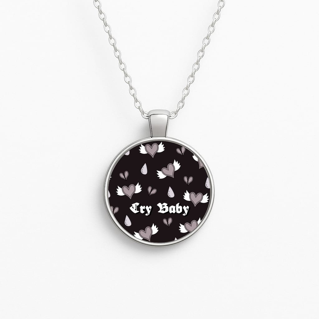Cry Baby Monochrome Hearts Pattern Necklace