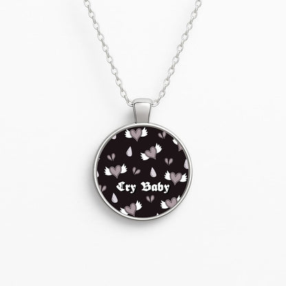 Cry Baby Monochrome Hearts Pattern Necklace