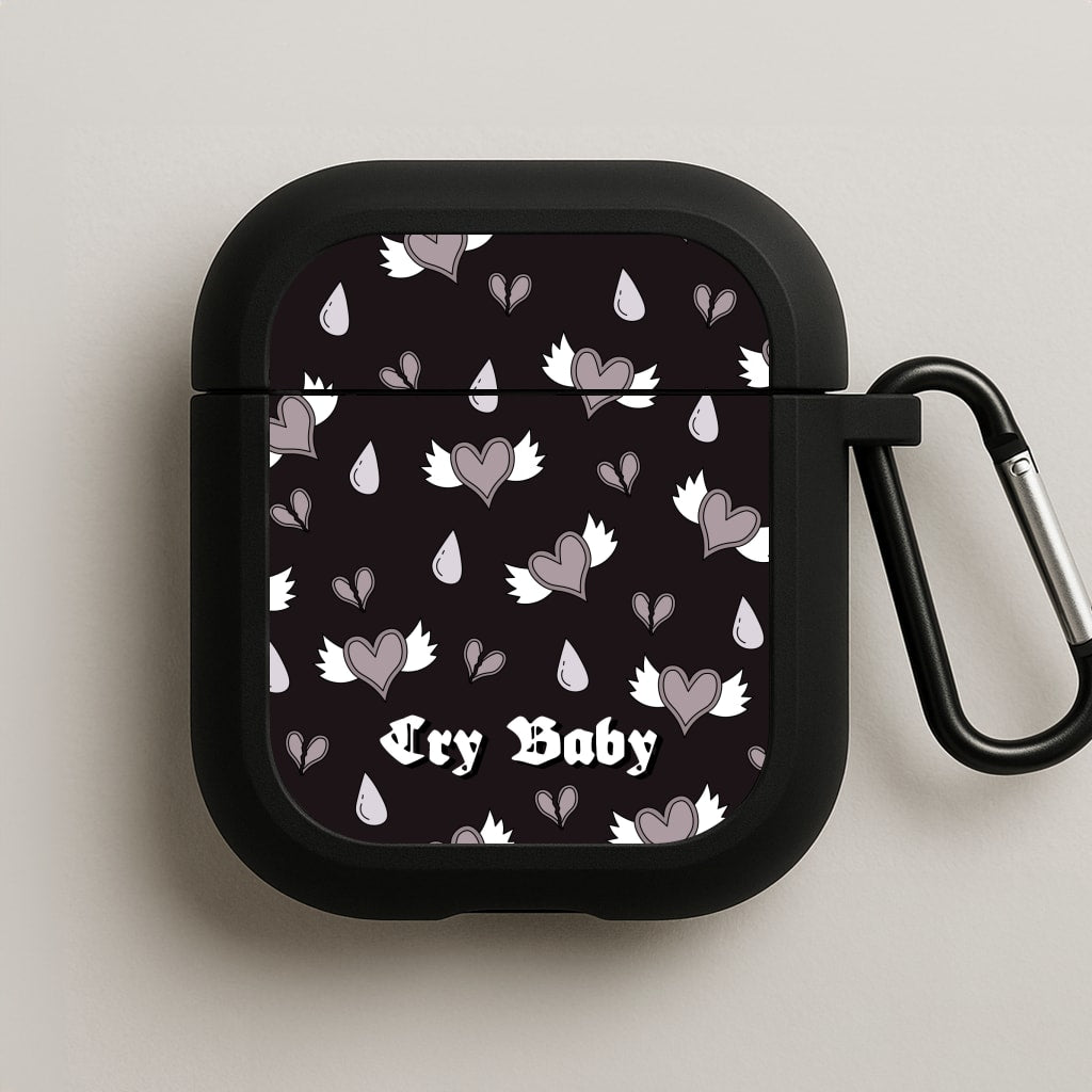Cry Baby Monochrome Hearts Pattern AirPods Case