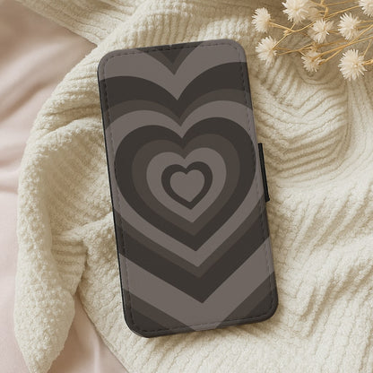 Abstract Black Heart Wallet Phone Case