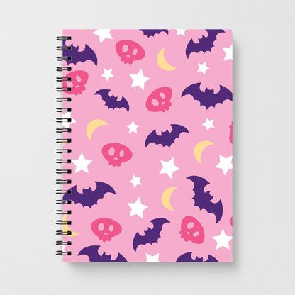 Skull, Bats And Stars Pattern Notebook