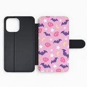 Skull, Bats And Stars Pattern Flip / Wallet Phone Case 2