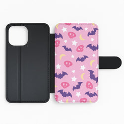 Skull, Bats And Stars Pattern Flip Phone Case