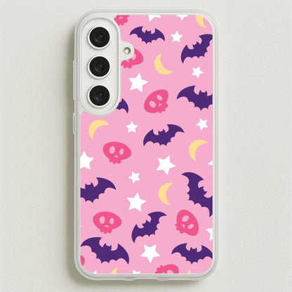 Skull, Bats And Stars Pattern Phone Case for Galaxy S25FE