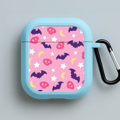 Skull, Bats And Stars Pattern Blue AirPods Case