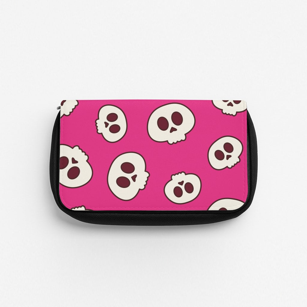 Pink Skulls Pattern Pencil Case