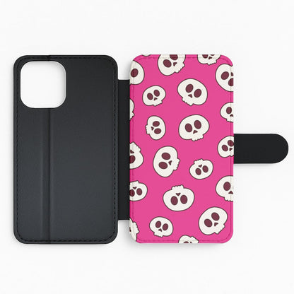 Pink Skulls Pattern Flip Phone Case