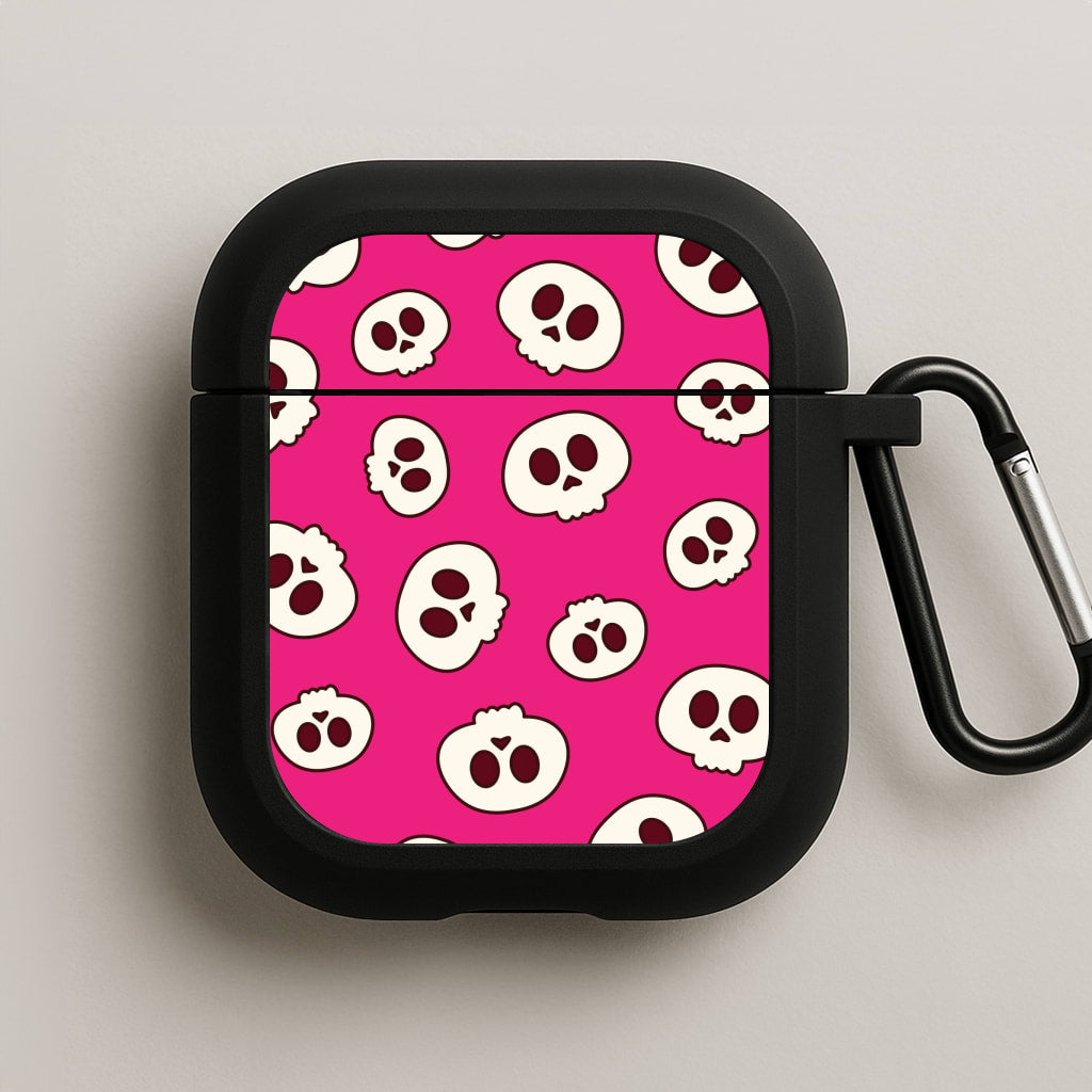Pink Skulls Pattern AirPods Case