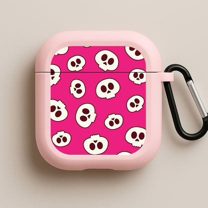 Pink Skulls Pattern Pink AirPods Case