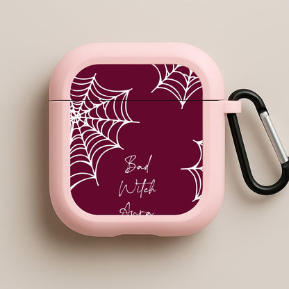 Bad Witch Aura Spider Webs Pink AirPods Case