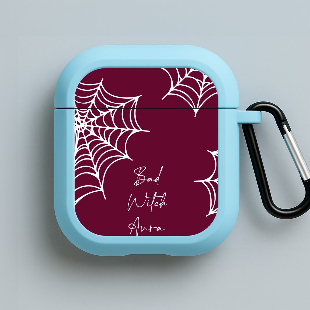 Bad Witch Aura Spider Webs Blue AirPods Case