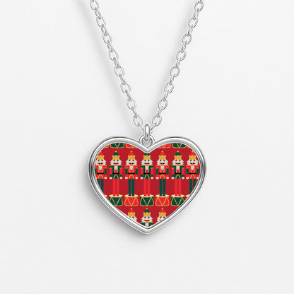 Nutcracker - Christmas Patterns Heart Necklace