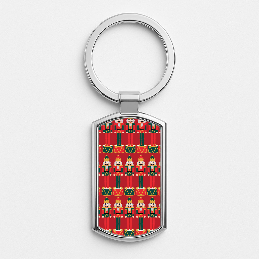 Nutcracker - Christmas Patterns Silver Keyring