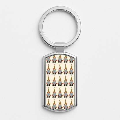 Gonks - Christmas Patterns Silver Keyring