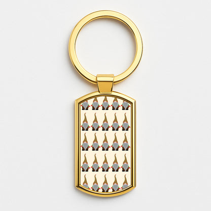 Gonks - Christmas Patterns Gold Keyring