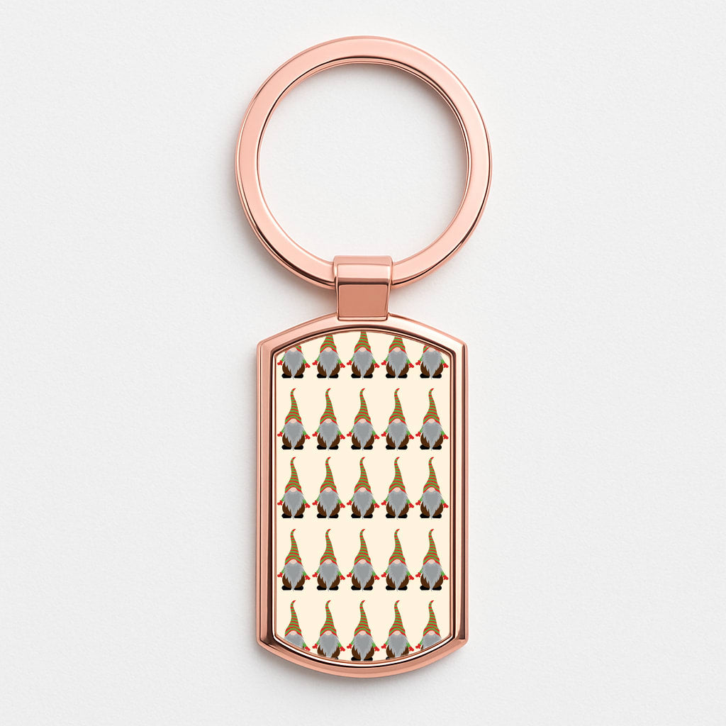 Gonks - Christmas Patterns Rose Gold Keyring