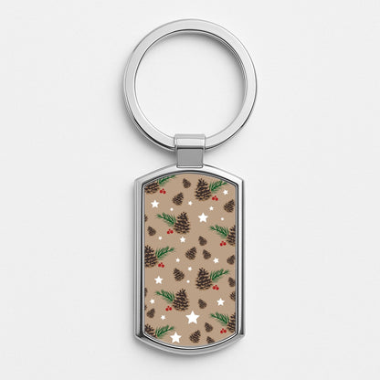 Acorn - Christmas Patterns Silver Keyring