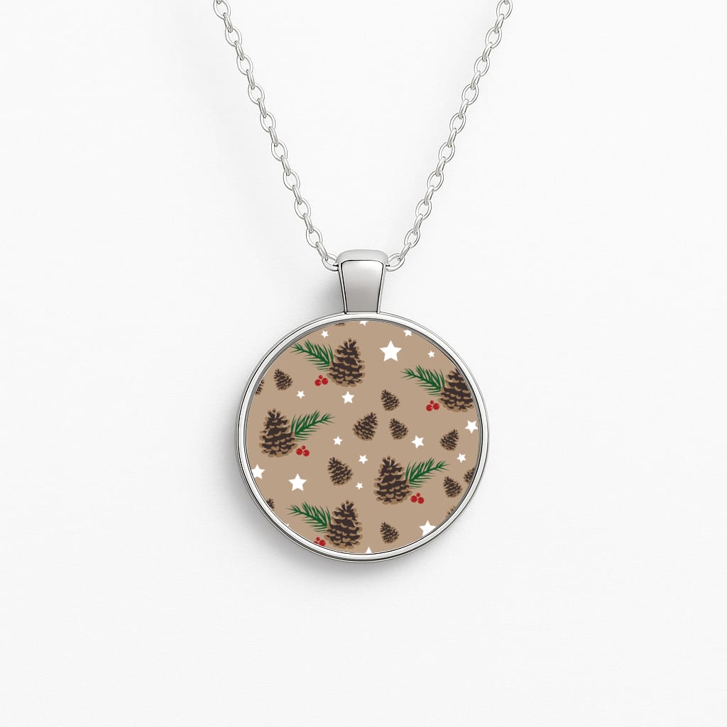 Acorn - Christmas Patterns Circle Necklace