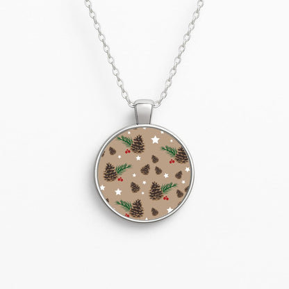 Acorn - Christmas Patterns Circle Necklace