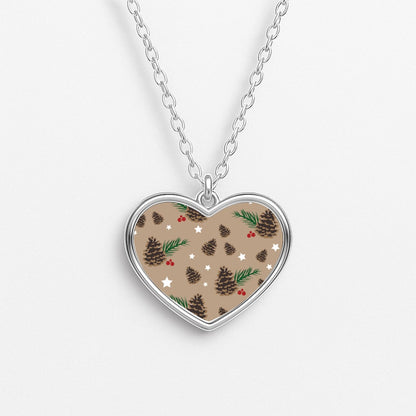 Acorn - Christmas Patterns Heart Necklace
