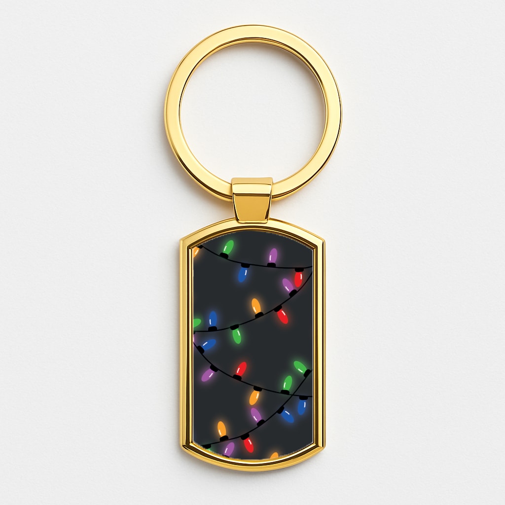 Rainbow Lights - Christmas Patterns Gold Keyring