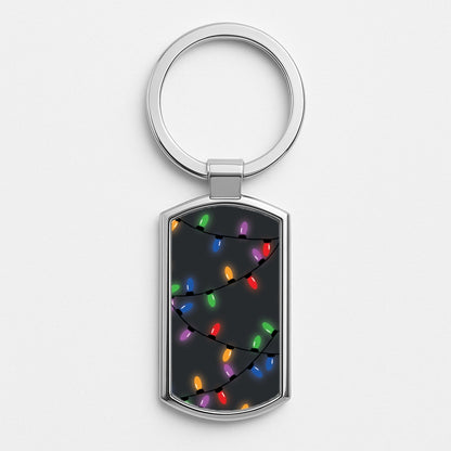 Rainbow Lights - Christmas Patterns Silver Keyring