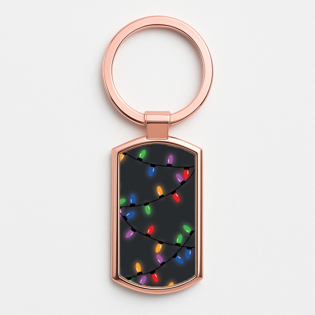 Rainbow Lights - Christmas Patterns Rose Gold Keyring