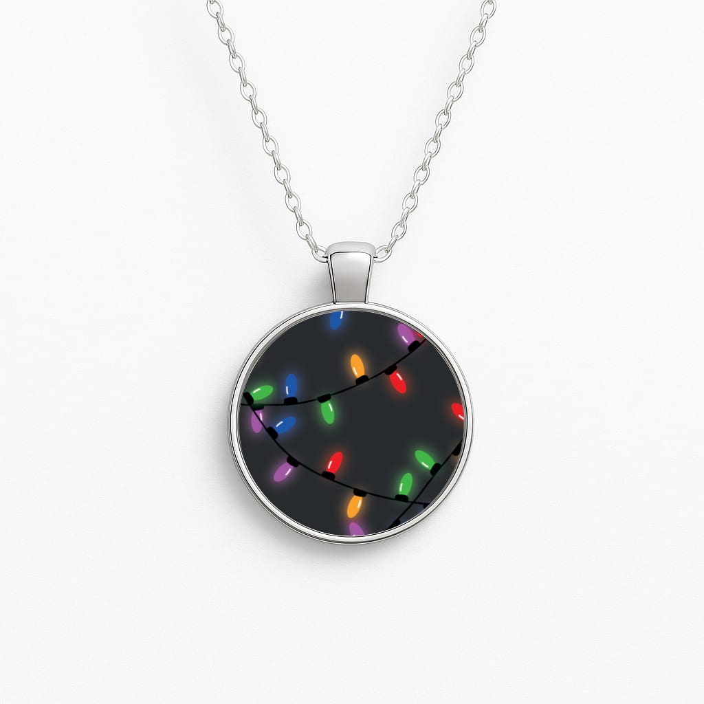 Rainbow Lights - Christmas Patterns Circle Necklace