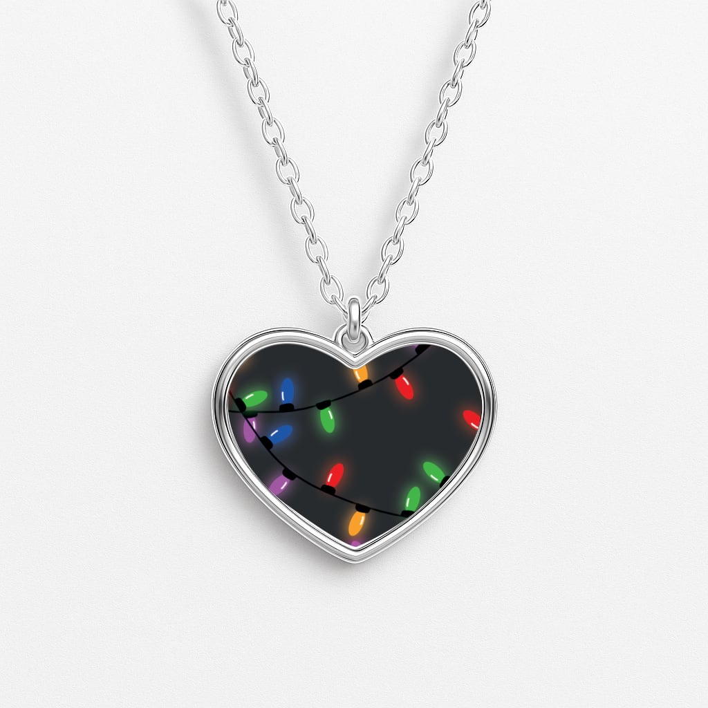 Rainbow Lights - Christmas Patterns Heart Necklace