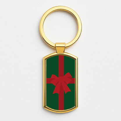Xmas Bow - Christmas Patterns Gold Keyring