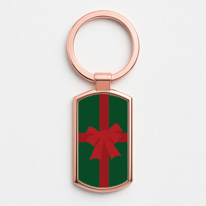 Xmas Bow - Christmas Patterns Rose Gold Keyring