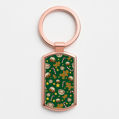 Festive - Christmas Patterns Rose Gold Keyring