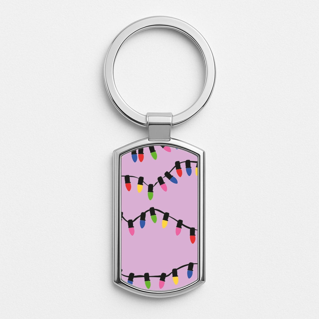 Pink Lights - Christmas Patterns Silver Keyring
